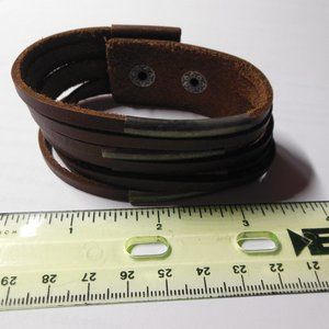 Leather SNap bracelet with Metal accents